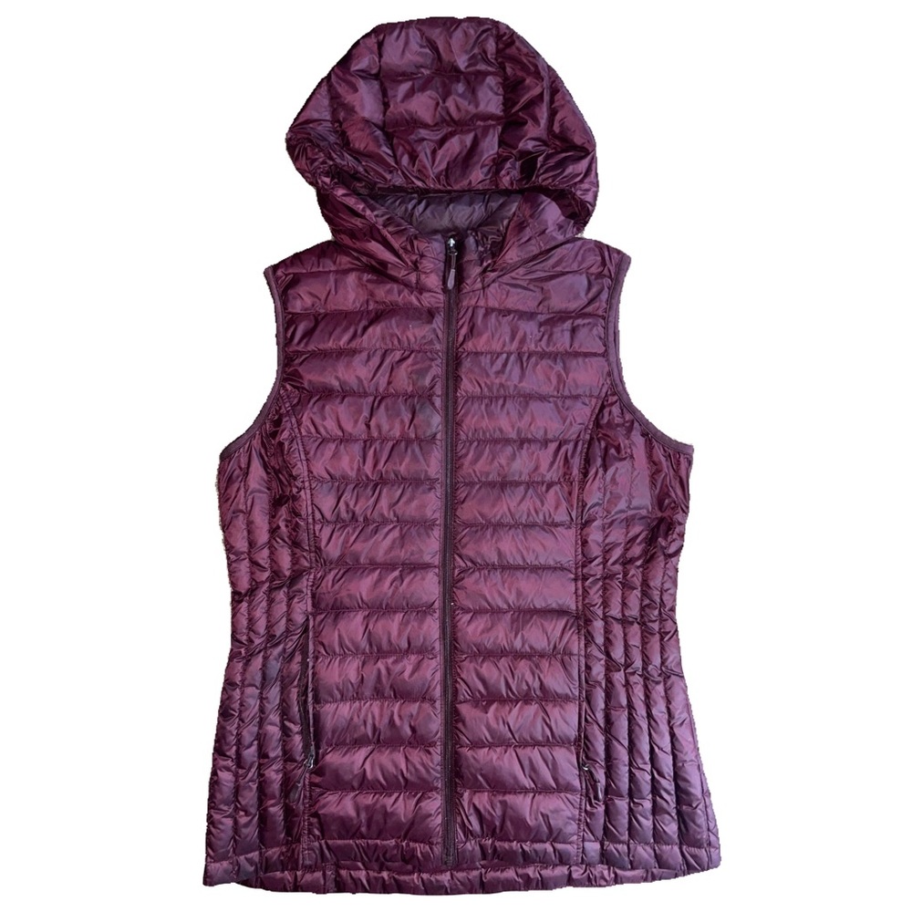 Y2K Dark purple puffer jacket vest zip up with hood